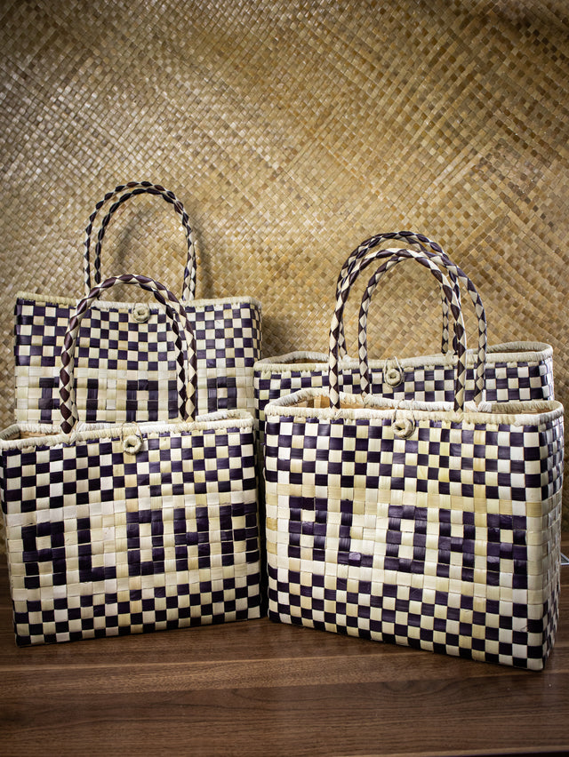 Aloha Lauhala Square Bag Two-Toned Set of 4