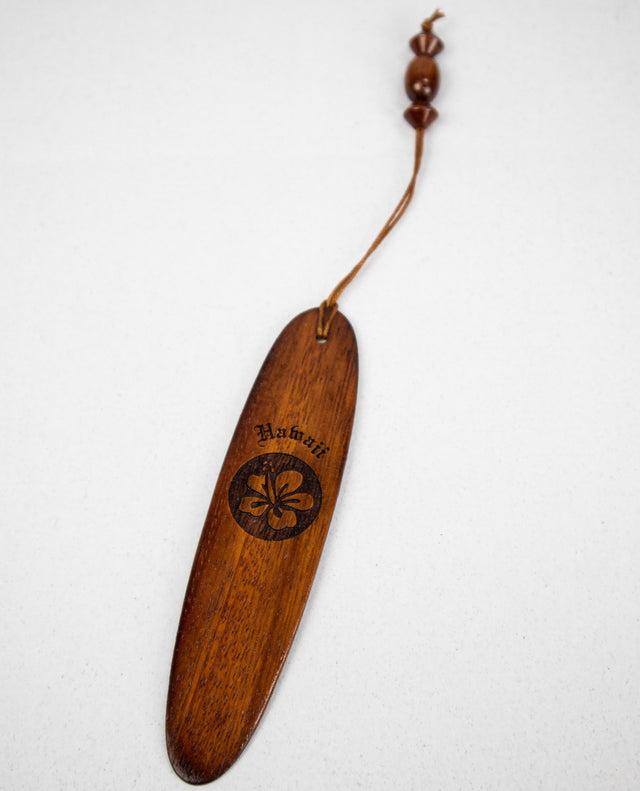 Wood Bookmark With Laser Hibiscus Flower Design