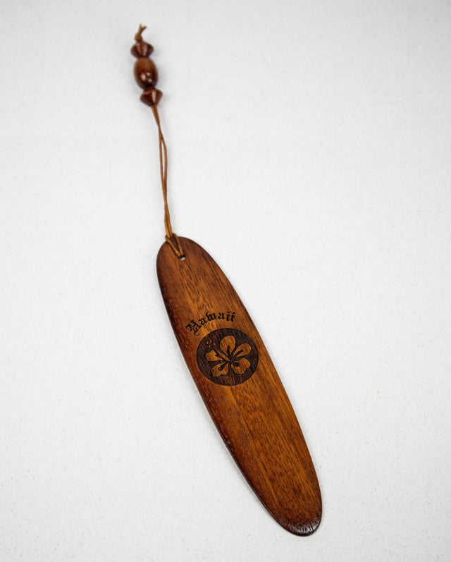 Wood Bookmark With Laser Hibiscus Flower Design