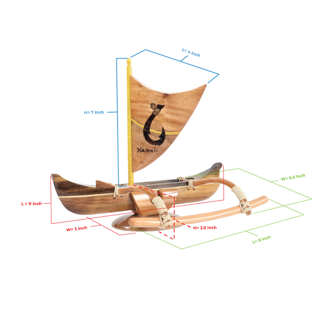 Wood Canoe With Stand Sail – Ohana Honu
